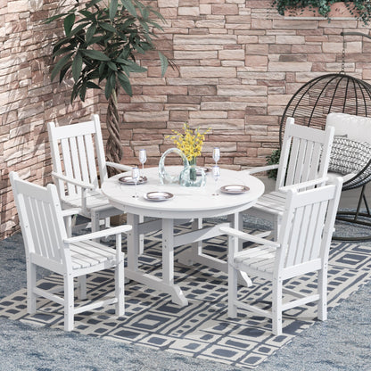 Ensemble de salle à manger d'extérieur Polytrends Laguna en PEHD, toutes saisons, avec table ronde et fauteuils (ensemble de 5 pièces)