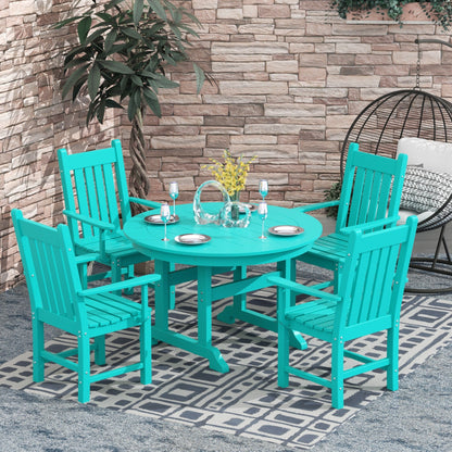 Ensemble de salle à manger d'extérieur Polytrends Laguna en PEHD, toutes saisons, avec table ronde et fauteuils (ensemble de 5 pièces)