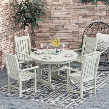 Ensemble de salle à manger d'extérieur Polytrends Laguna en PEHD, toutes saisons, avec table ronde et fauteuils (ensemble de 5 pièces)