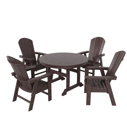 Ensemble de 5 chaises de salle à manger rondes Adirondack Polytrends Laguna en PEHD, toutes saisons, pour terrasse