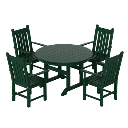 Ensemble de salle à manger d'extérieur Polytrends Laguna en PEHD, toutes saisons, avec table ronde et fauteuils (ensemble de 5 pièces)