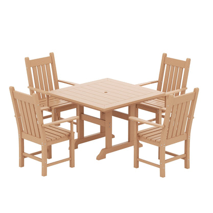 Ensemble de salle à manger d'extérieur Polytrends Laguna en PEHD, toutes saisons, avec table carrée et fauteuils (ensemble de 5 pièces)