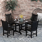 Ensemble de salle à manger d'extérieur Polytrends Laguna en PEHD, toutes saisons, avec table carrée et fauteuils (ensemble de 5 pièces)