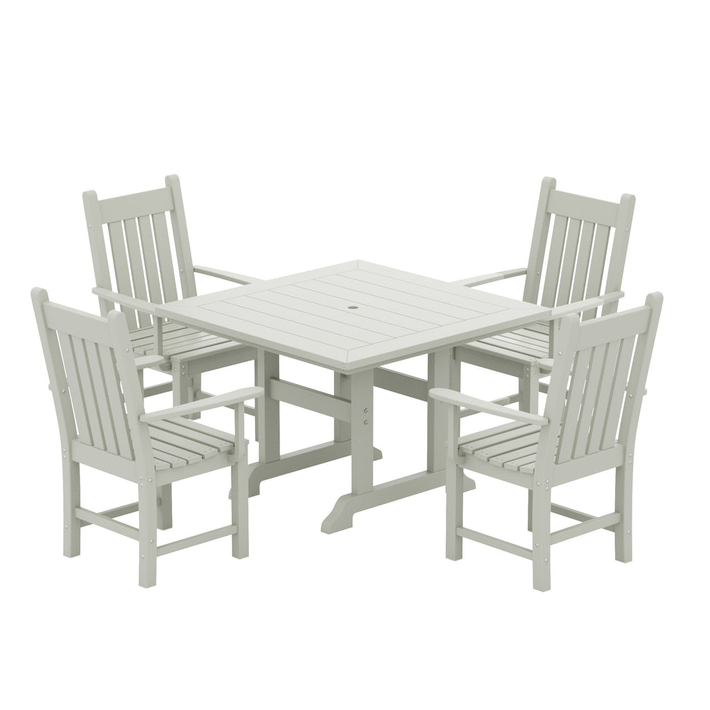 Ensemble de salle à manger d'extérieur Polytrends Laguna en PEHD, toutes saisons, avec table carrée et fauteuils (ensemble de 5 pièces)