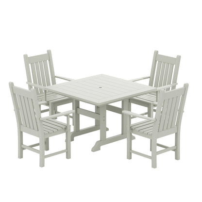 Ensemble de salle à manger d'extérieur Polytrends Laguna en PEHD, toutes saisons, avec table carrée et fauteuils (ensemble de 5 pièces)