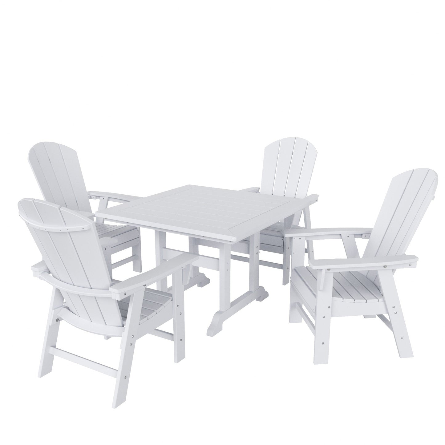 Ensemble de 5 chaises de salle à manger carrées Adirondack Polytrends Laguna en PEHD, toutes saisons