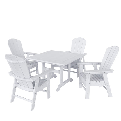 Ensemble de 5 chaises de salle à manger carrées Adirondack Polytrends Laguna en PEHD, toutes saisons