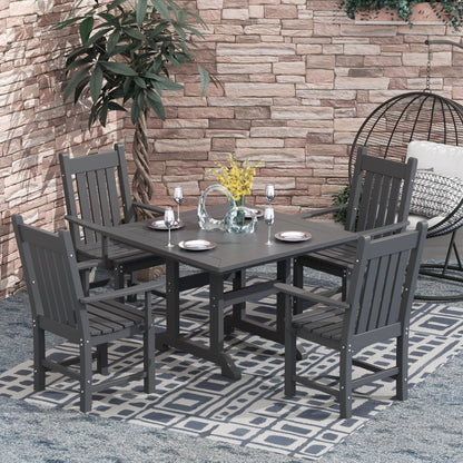 Ensemble de salle à manger d'extérieur Polytrends Laguna en PEHD, toutes saisons, avec table carrée et fauteuils (ensemble de 5 pièces)