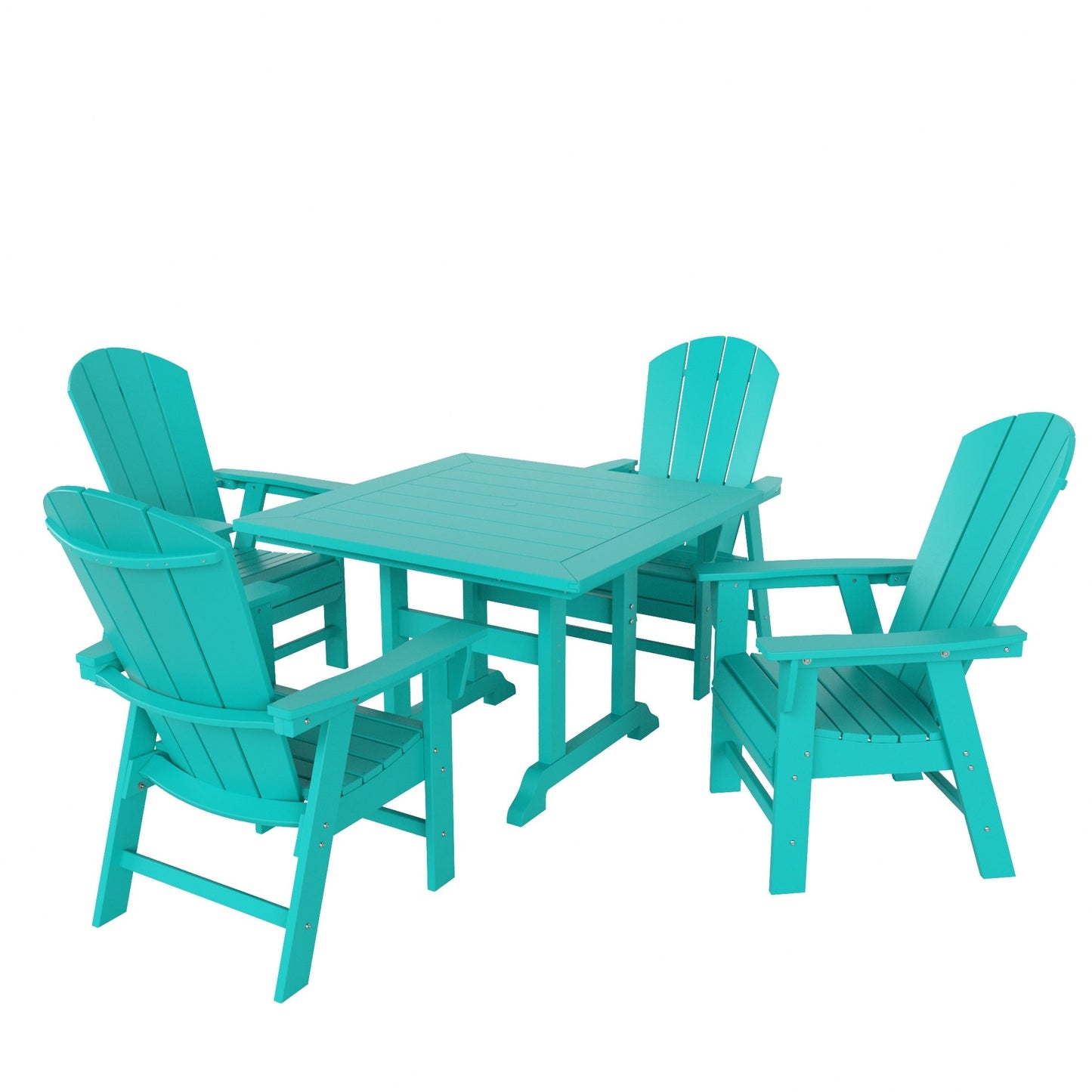 Ensemble de 5 chaises de salle à manger carrées Adirondack Polytrends Laguna en PEHD, toutes saisons