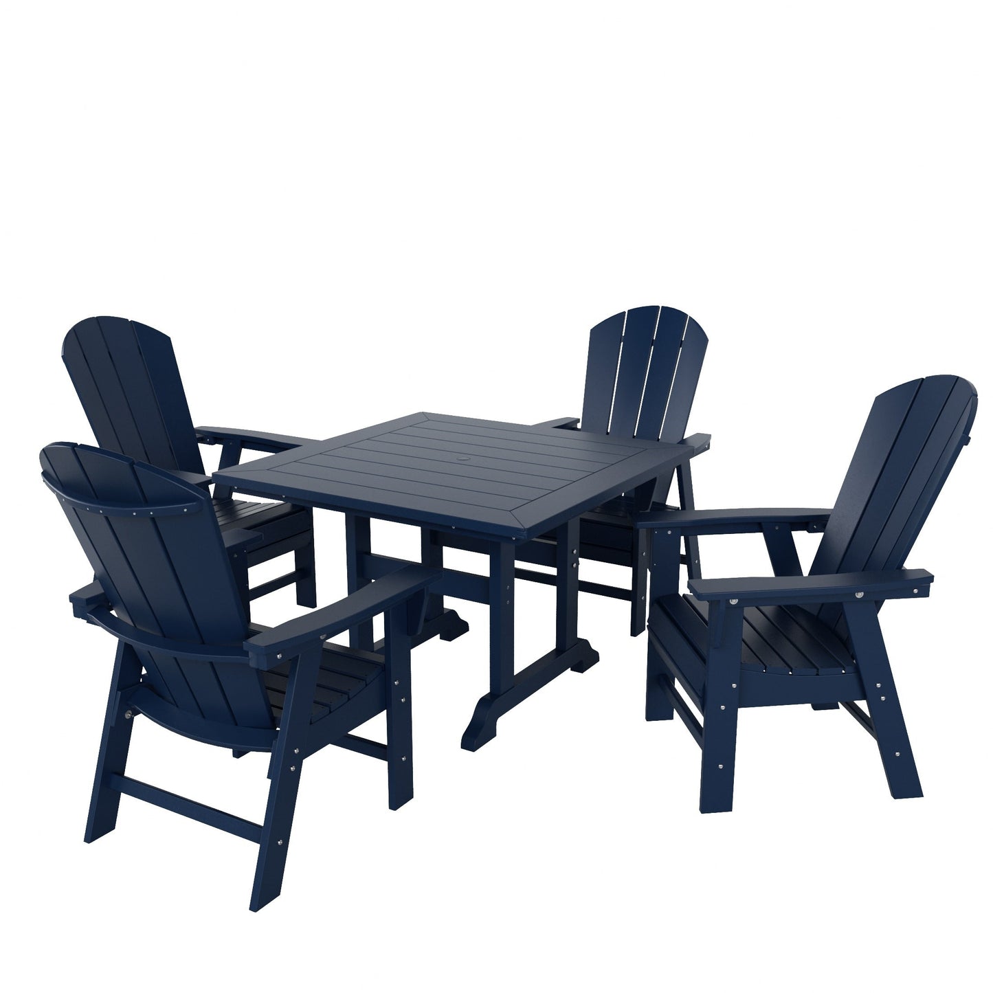 Ensemble de 5 chaises de salle à manger carrées Adirondack Polytrends Laguna en PEHD, toutes saisons