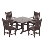 Ensemble de salle à manger d'extérieur Polytrends Laguna en PEHD, toutes saisons, avec table carrée et fauteuils (ensemble de 5 pièces)