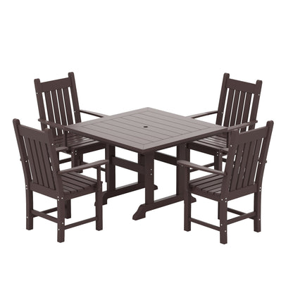 Ensemble de salle à manger d'extérieur Polytrends Laguna en PEHD, toutes saisons, avec table carrée et fauteuils (ensemble de 5 pièces)
