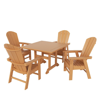 Ensemble de 5 chaises de salle à manger carrées Adirondack Polytrends Laguna en PEHD, toutes saisons