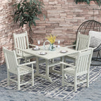 Ensemble de salle à manger d'extérieur Polytrends Laguna en PEHD, toutes saisons, avec table carrée et fauteuils (ensemble de 5 pièces)