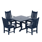 Ensemble de salle à manger d'extérieur Polytrends Laguna en PEHD, toutes saisons, avec table carrée et fauteuils (ensemble de 5 pièces)
