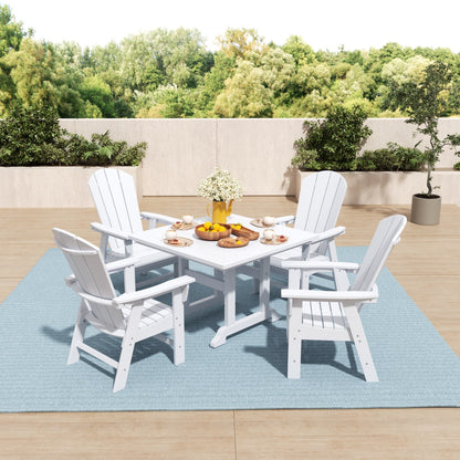 Ensemble de 5 chaises de salle à manger carrées Adirondack Polytrends Laguna en PEHD, toutes saisons