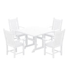 Ensemble de salle à manger d'extérieur Polytrends Laguna en PEHD, toutes saisons, avec table carrée et fauteuils (ensemble de 5 pièces)