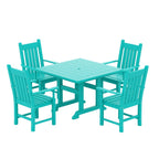 Ensemble de salle à manger d'extérieur Polytrends Laguna en PEHD, toutes saisons, avec table carrée et fauteuils (ensemble de 5 pièces)