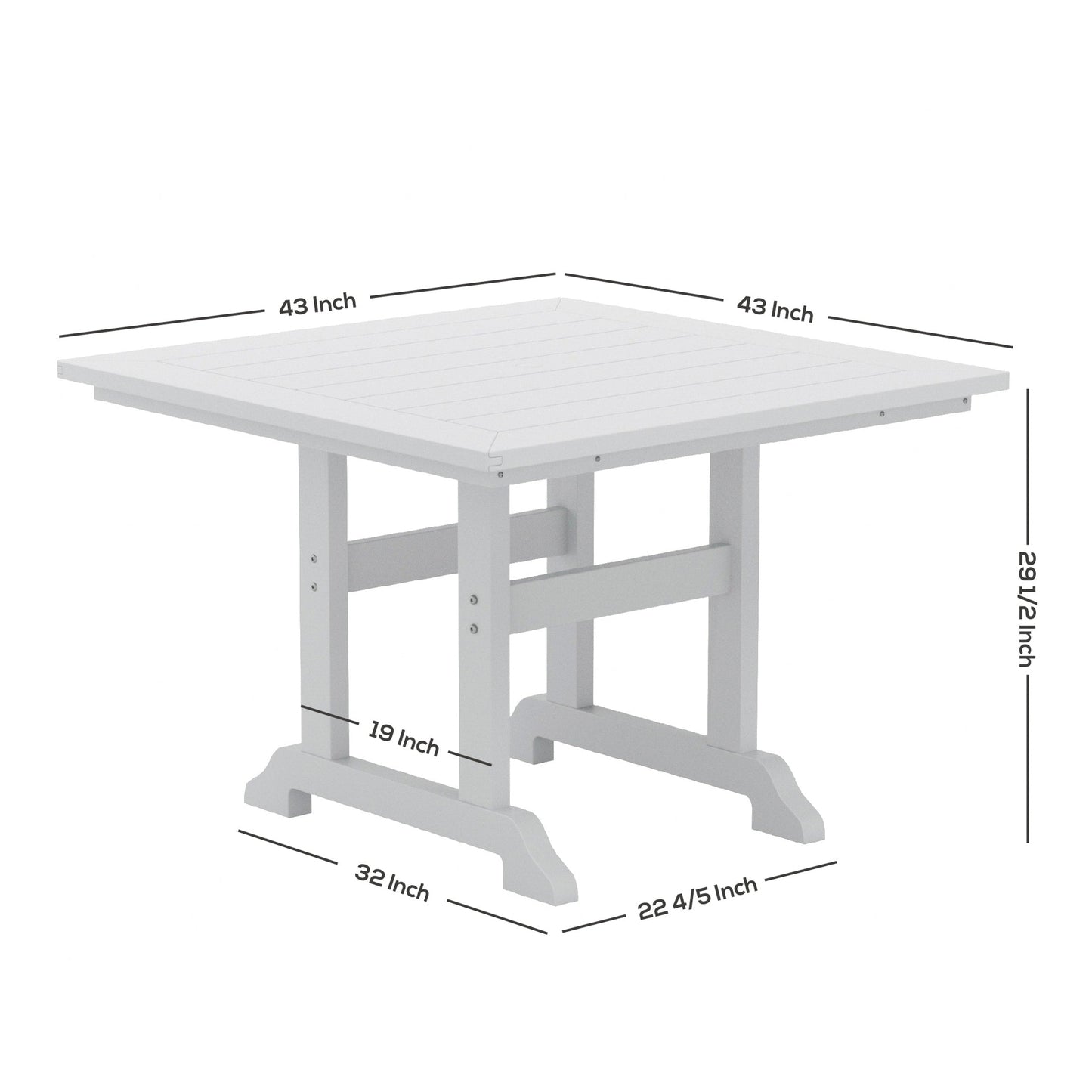 Ensemble de salle à manger d'extérieur Polytrends Laguna en PEHD, toutes saisons, avec table carrée et fauteuils (ensemble de 5 pièces)