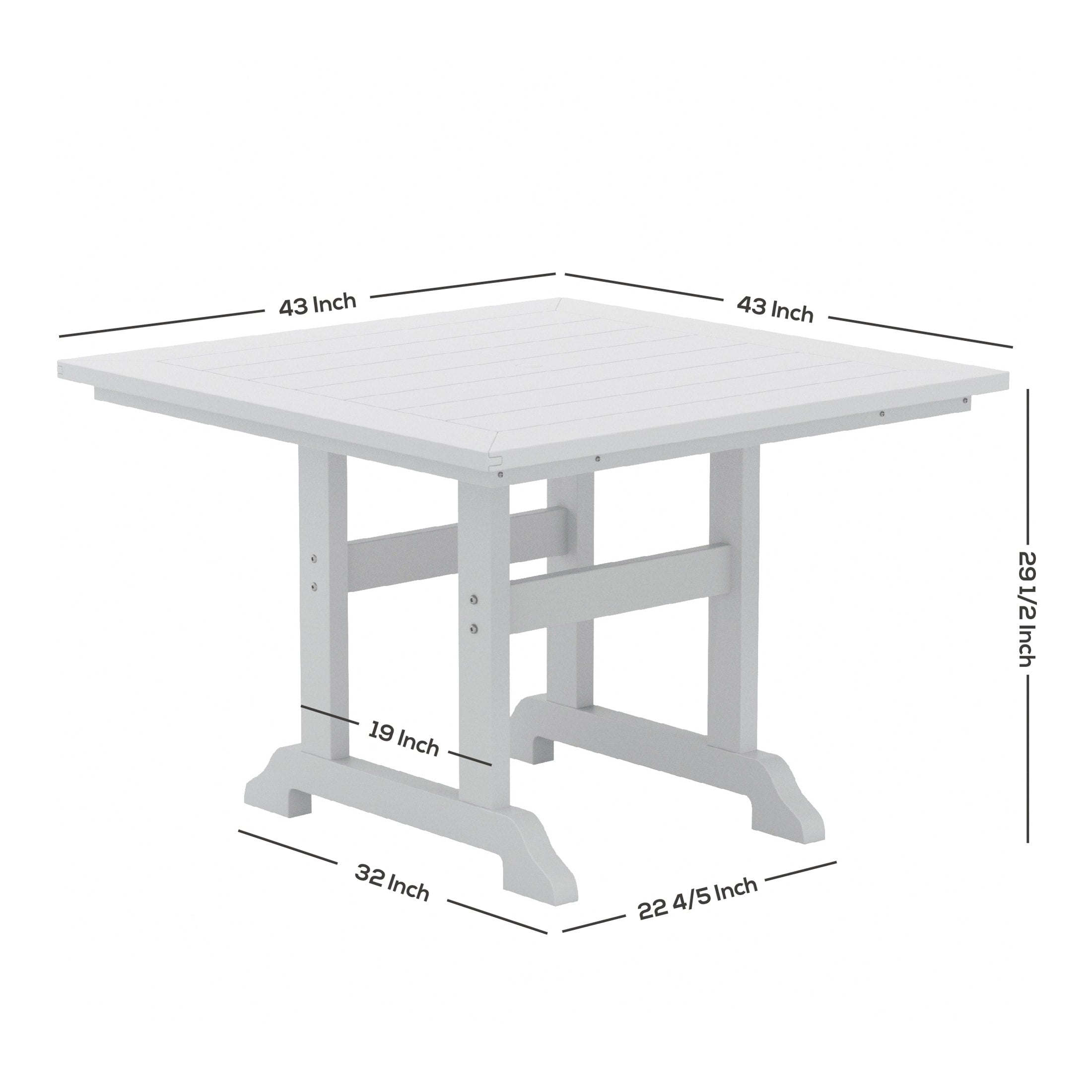 Ensemble de salle à manger d'extérieur Polytrends Laguna en PEHD, toutes saisons, avec table carrée et fauteuils (ensemble de 5 pièces)