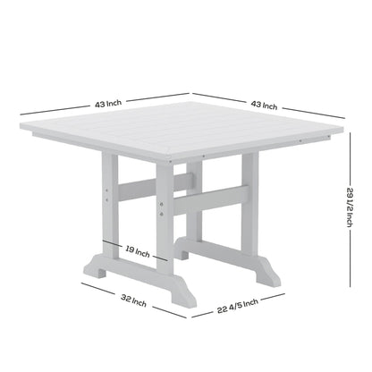 Ensemble de salle à manger d'extérieur Polytrends Laguna en PEHD, toutes saisons, avec table carrée et fauteuils (ensemble de 5 pièces)