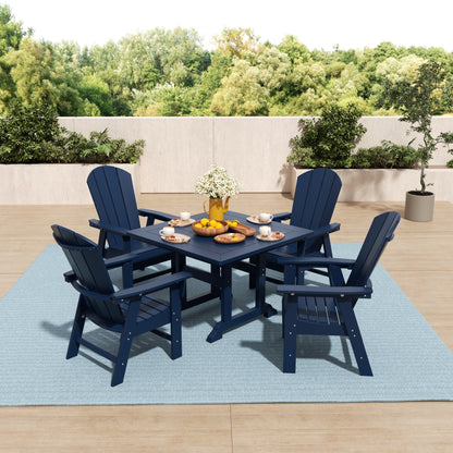 Ensemble de 5 chaises de salle à manger carrées Adirondack Polytrends Laguna en PEHD, toutes saisons