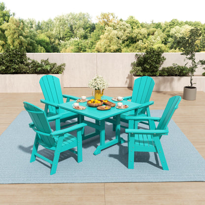 Ensemble de 5 chaises de salle à manger carrées Adirondack Polytrends Laguna en PEHD, toutes saisons