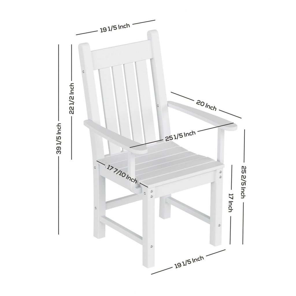 Ensemble de salle à manger d'extérieur Polytrends Laguna en PEHD, toutes saisons, avec table carrée et fauteuils (ensemble de 5 pièces)