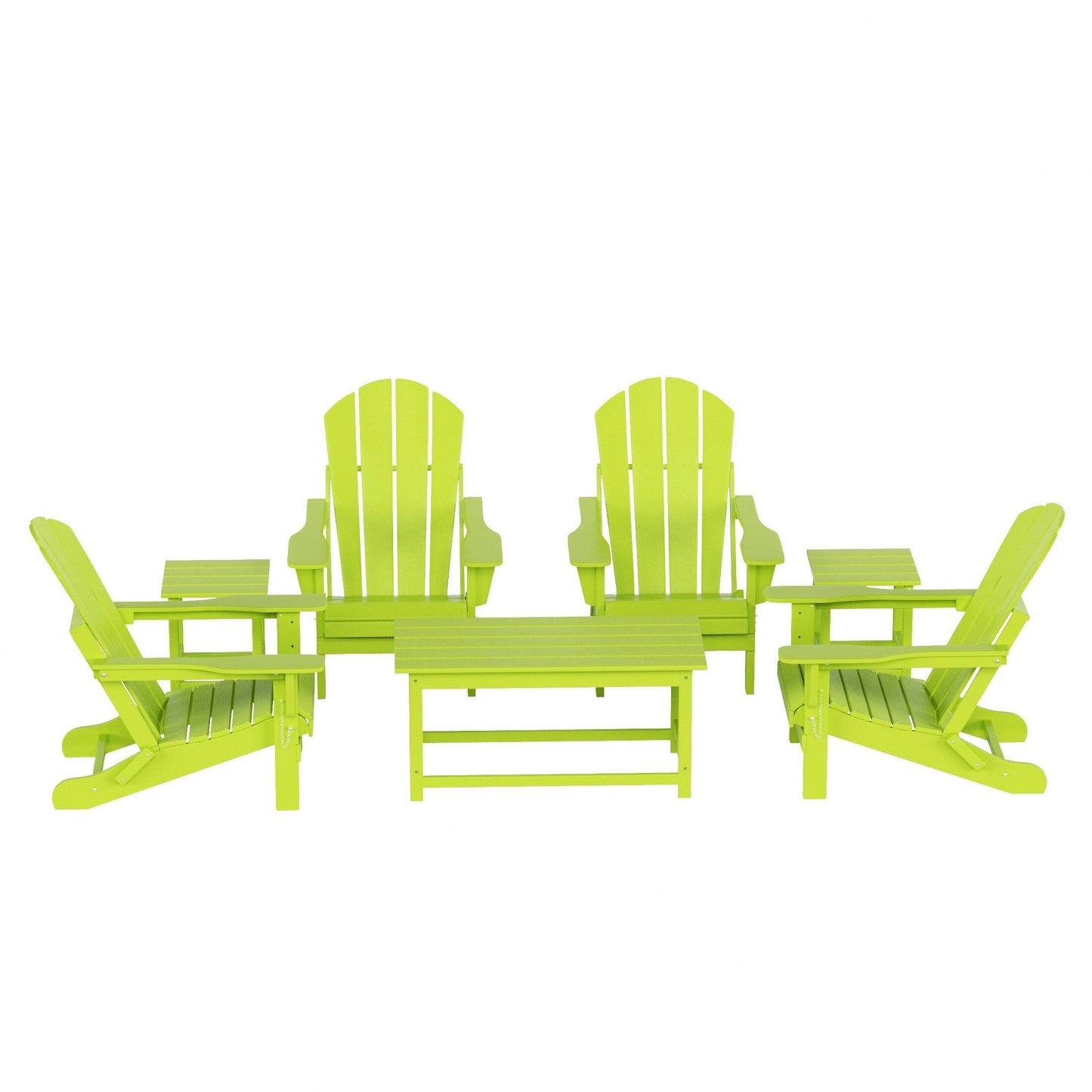 Ensemble de 7 chaises Adirondack pliables Polytrends Laguna en PEHD pour terrasse extérieure, toutes saisons