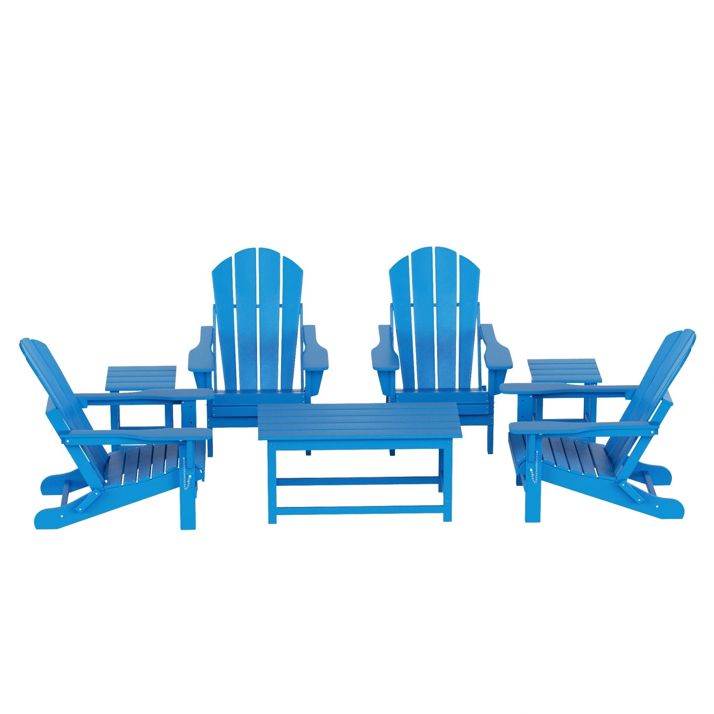 Ensemble de 7 chaises Adirondack pliables Polytrends Laguna en PEHD pour terrasse extérieure, toutes saisons
