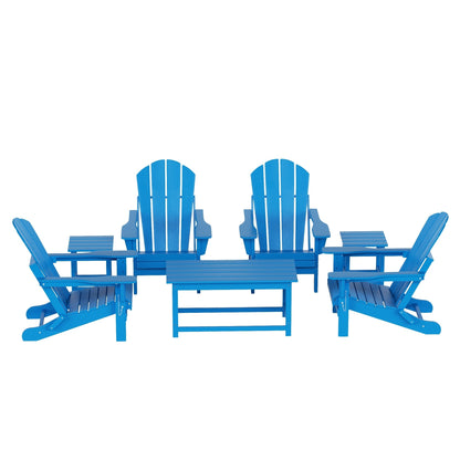 Ensemble de 7 chaises Adirondack pliables Polytrends Laguna en PEHD pour terrasse extérieure, toutes saisons