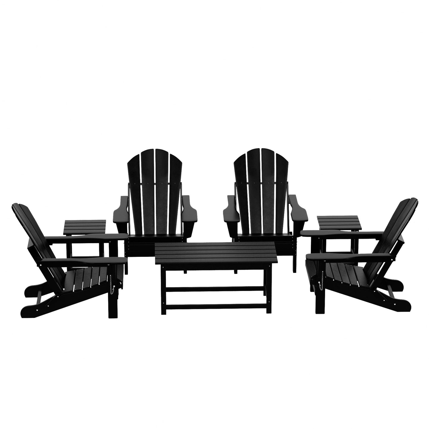 Ensemble de 7 chaises Adirondack pliables Polytrends Laguna en PEHD pour terrasse extérieure, toutes saisons