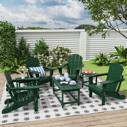 Ensemble de 7 chaises Adirondack pliables Polytrends Laguna en PEHD pour terrasse extérieure, toutes saisons