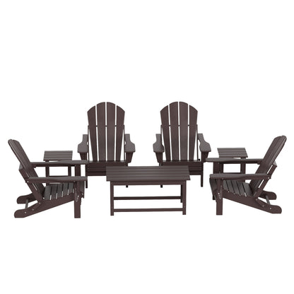 Ensemble de 7 chaises Adirondack pliables Polytrends Laguna en PEHD pour terrasse extérieure, toutes saisons