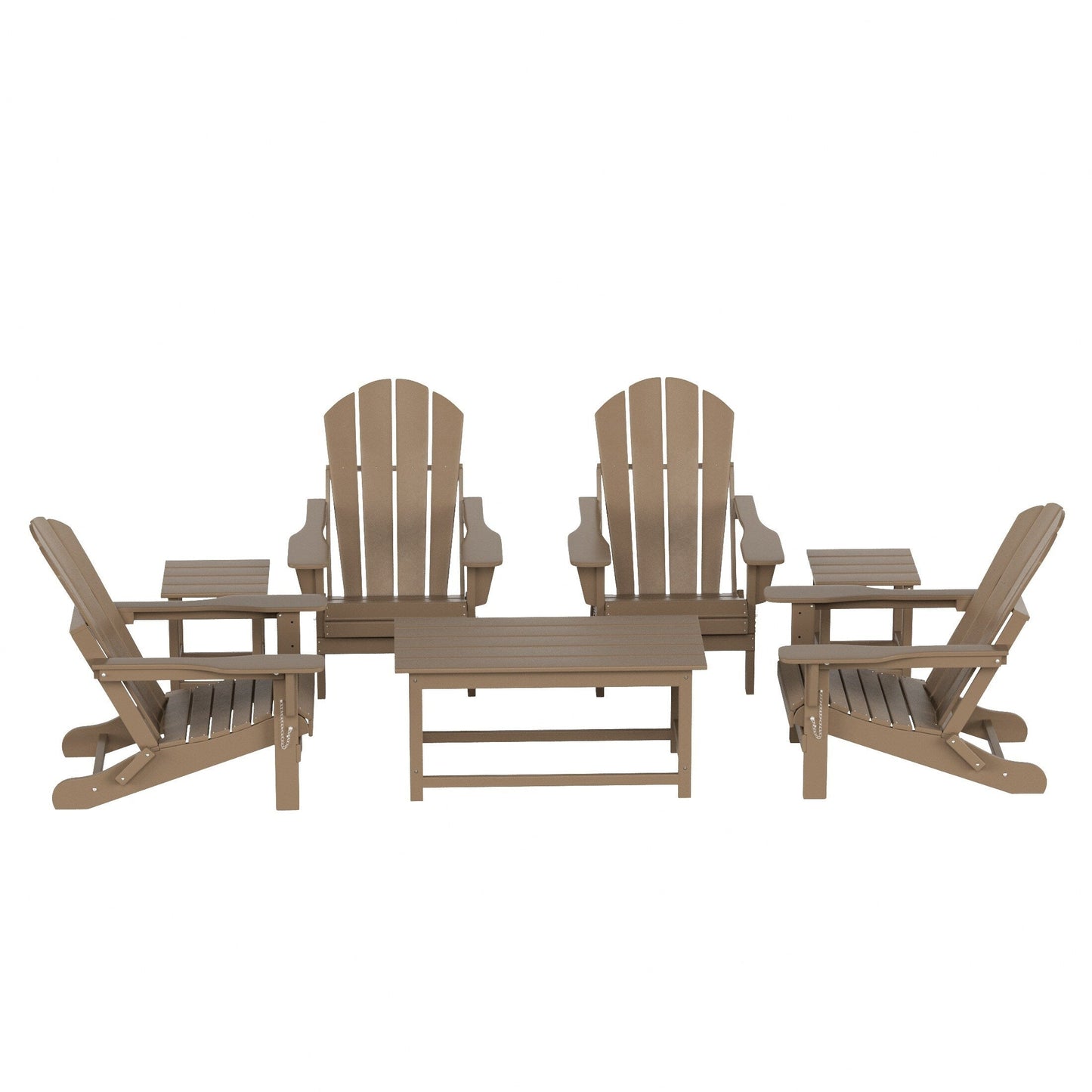 Ensemble de 7 chaises Adirondack pliables Polytrends Laguna en PEHD pour terrasse extérieure, toutes saisons