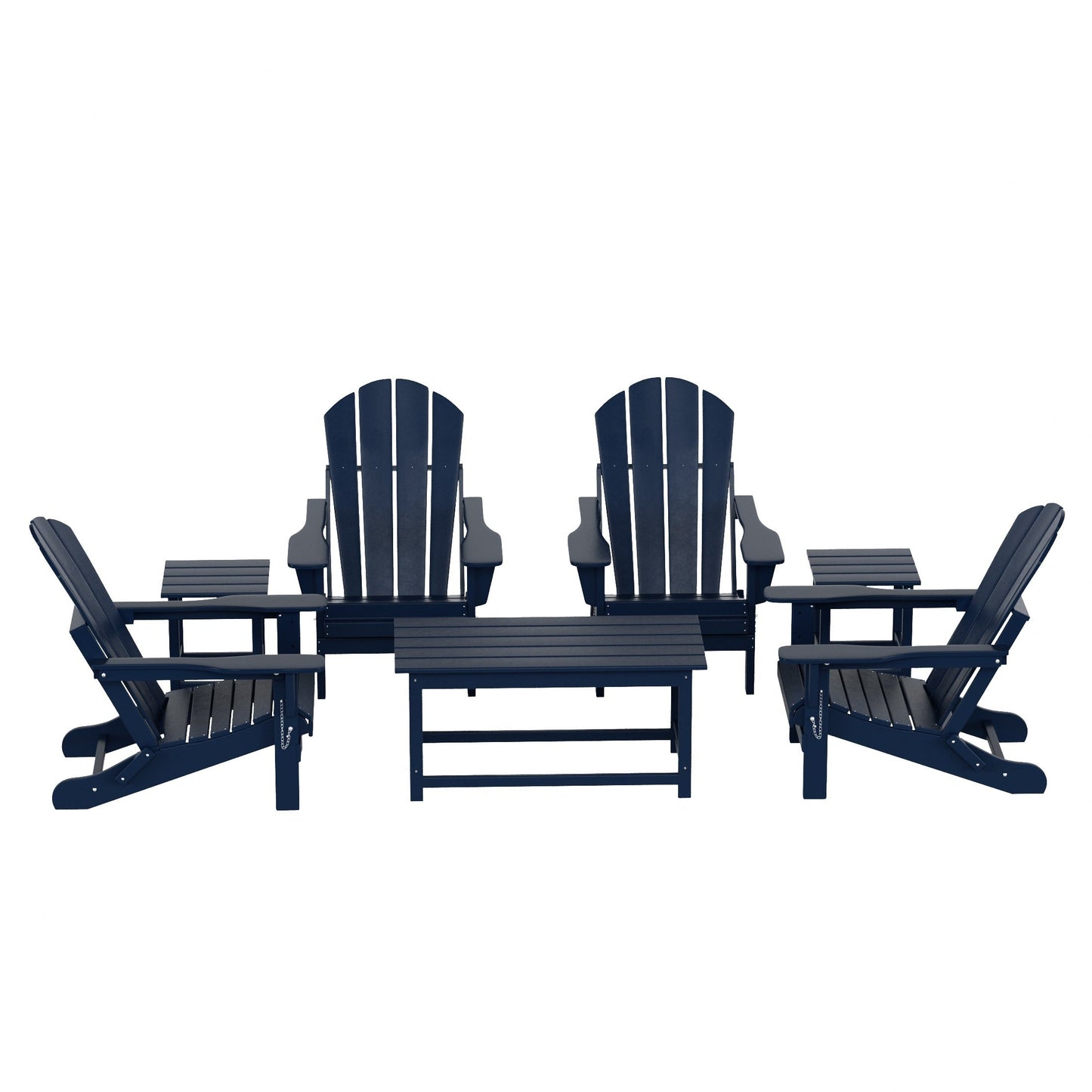 Ensemble de 7 chaises Adirondack pliables Polytrends Laguna en PEHD pour terrasse extérieure, toutes saisons