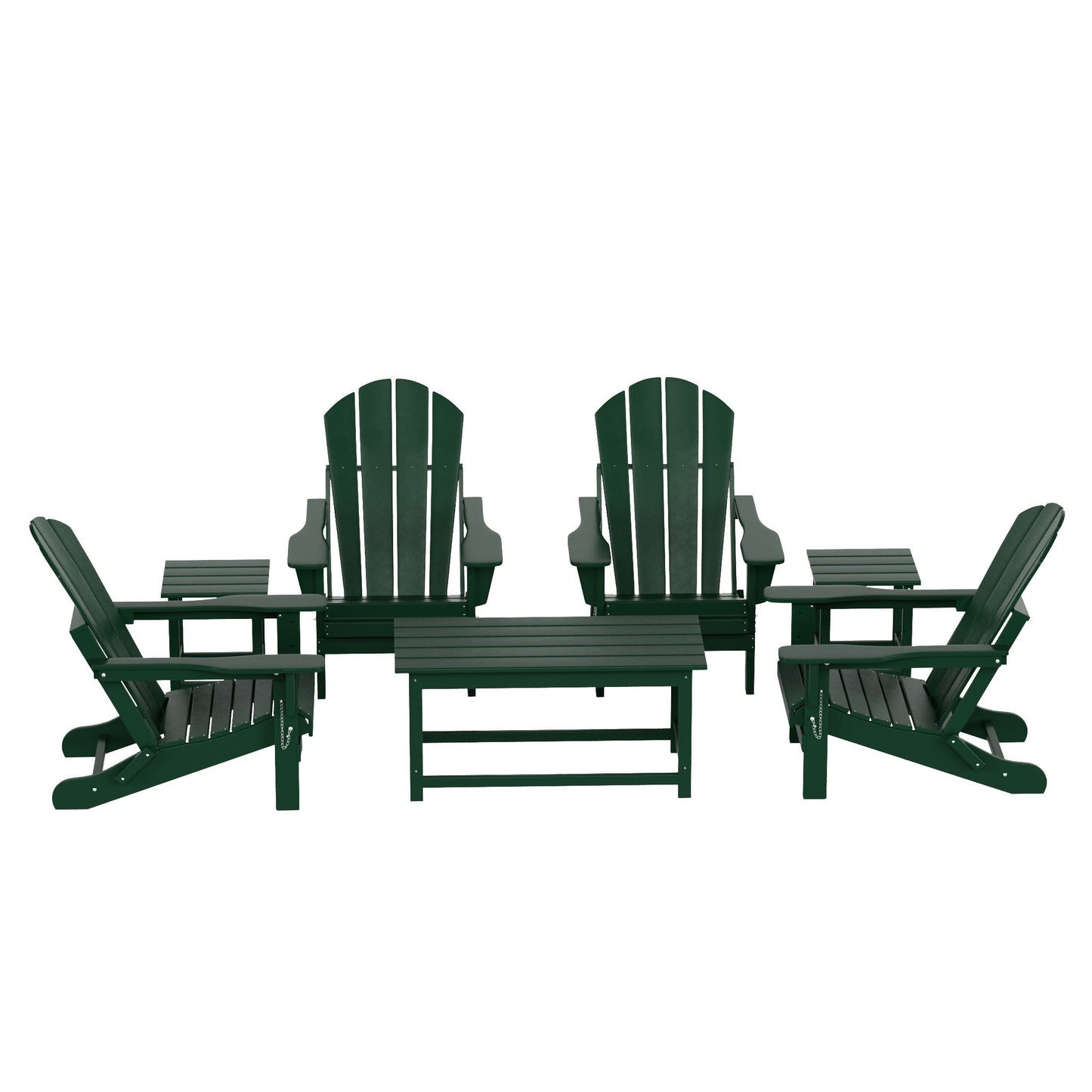 Ensemble de 7 chaises Adirondack pliables Polytrends Laguna en PEHD pour terrasse extérieure, toutes saisons