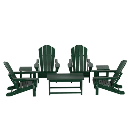 Ensemble de 7 chaises Adirondack pliables Polytrends Laguna en PEHD pour terrasse extérieure, toutes saisons