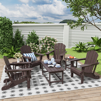 Ensemble de 7 chaises Adirondack pliables Polytrends Laguna en PEHD pour terrasse extérieure, toutes saisons
