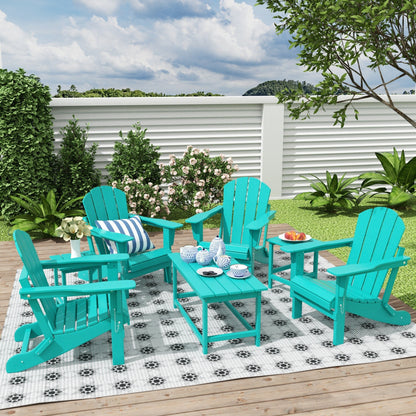 Ensemble de 7 chaises Adirondack pliables Polytrends Laguna en PEHD pour terrasse extérieure, toutes saisons