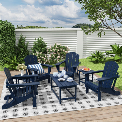 Ensemble de 7 chaises Adirondack pliables Polytrends Laguna en PEHD pour terrasse extérieure, toutes saisons
