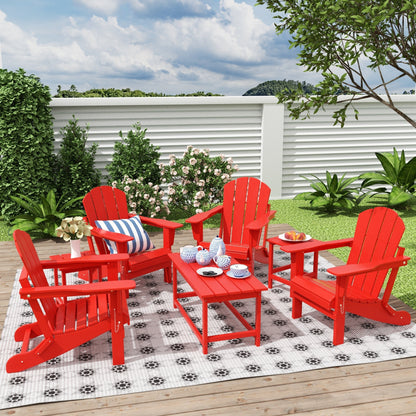 Ensemble de 7 chaises Adirondack pliables Polytrends Laguna en PEHD pour terrasse extérieure, toutes saisons