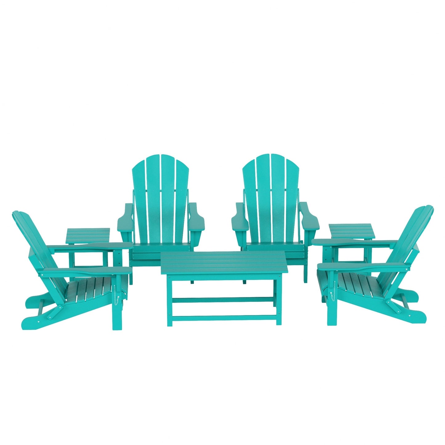 Ensemble de 7 chaises Adirondack pliables Polytrends Laguna en PEHD pour terrasse extérieure, toutes saisons