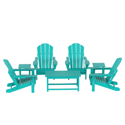 Ensemble de 7 chaises Adirondack pliables Polytrends Laguna en PEHD pour terrasse extérieure, toutes saisons
