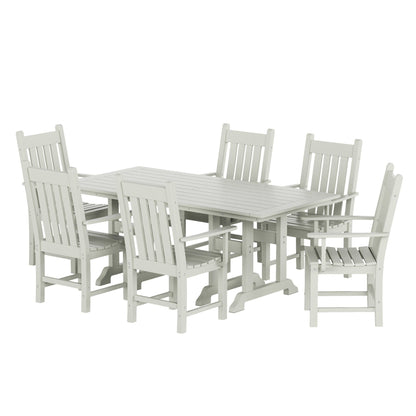 Ensemble de salle à manger d'extérieur Polytrends Laguna en PEHD, toutes saisons, avec table rectangulaire et fauteuils (7 pièces)