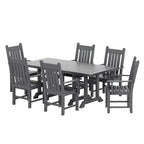 Ensemble de salle à manger d'extérieur Polytrends Laguna en PEHD, toutes saisons, avec table rectangulaire et fauteuils (7 pièces)