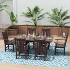 Ensemble de salle à manger d'extérieur Polytrends Laguna en PEHD, toutes saisons, avec table rectangulaire et fauteuils (7 pièces)