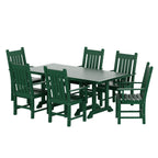 Ensemble de salle à manger d'extérieur Polytrends Laguna en PEHD, toutes saisons, avec table rectangulaire et fauteuils (7 pièces)