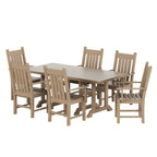 Ensemble de salle à manger d'extérieur Polytrends Laguna en PEHD, toutes saisons, avec table rectangulaire et fauteuils (7 pièces)