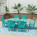 Ensemble de salle à manger d'extérieur Polytrends Laguna en PEHD, toutes saisons, avec table rectangulaire et fauteuils (7 pièces)